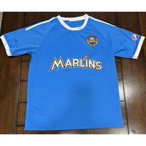 Miami Marlins Light Blue Soccer Style Jersey BC 2014 Promotional Giveaway Sz L